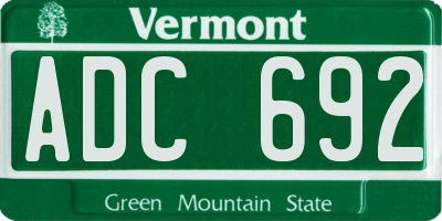VT license plate ADC692