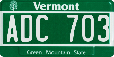 VT license plate ADC703