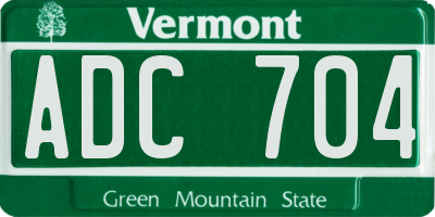 VT license plate ADC704