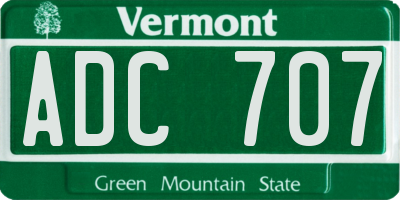 VT license plate ADC707