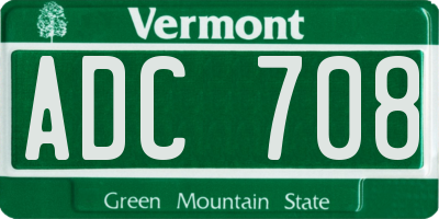 VT license plate ADC708