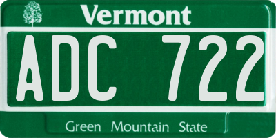 VT license plate ADC722