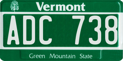 VT license plate ADC738