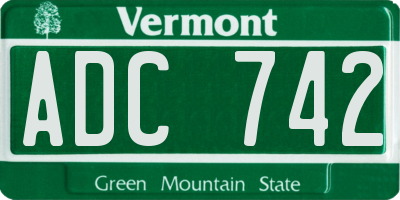 VT license plate ADC742