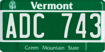 VT license plate ADC743