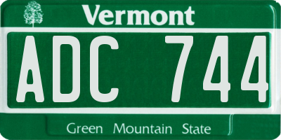 VT license plate ADC744