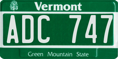 VT license plate ADC747