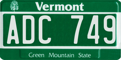 VT license plate ADC749