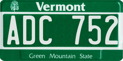 VT license plate ADC752