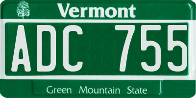 VT license plate ADC755