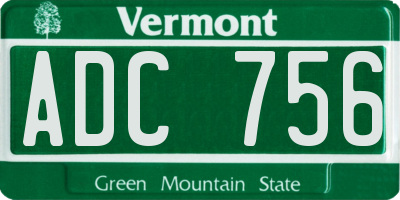 VT license plate ADC756