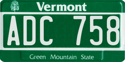 VT license plate ADC758