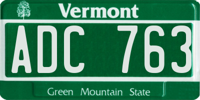 VT license plate ADC763