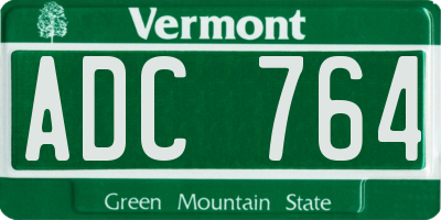 VT license plate ADC764