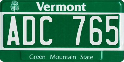 VT license plate ADC765