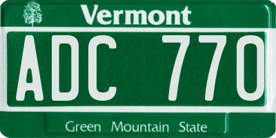 VT license plate ADC770