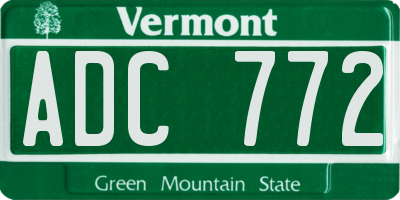VT license plate ADC772