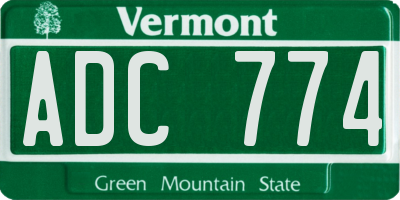 VT license plate ADC774