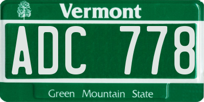 VT license plate ADC778