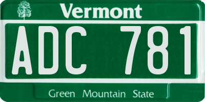 VT license plate ADC781