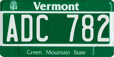 VT license plate ADC782