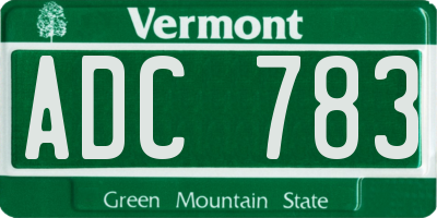 VT license plate ADC783
