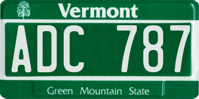 VT license plate ADC787