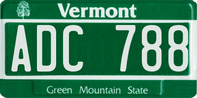 VT license plate ADC788