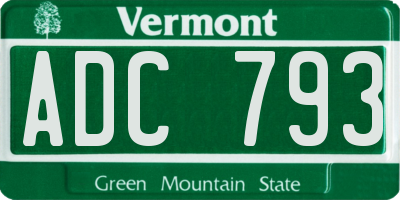 VT license plate ADC793