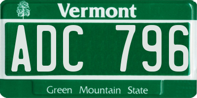 VT license plate ADC796