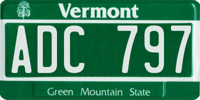 VT license plate ADC797