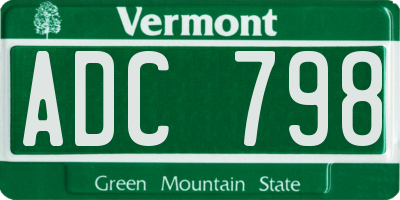 VT license plate ADC798