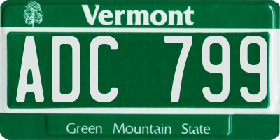 VT license plate ADC799