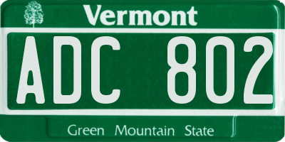 VT license plate ADC802