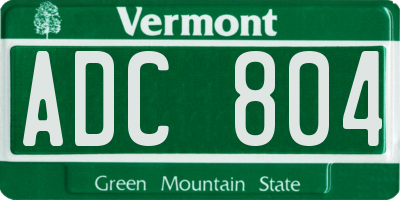 VT license plate ADC804