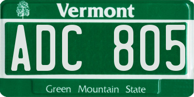 VT license plate ADC805