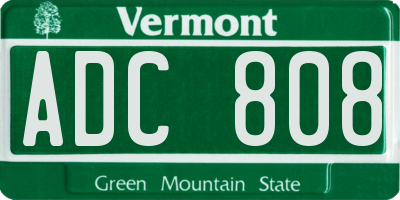 VT license plate ADC808