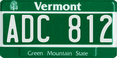 VT license plate ADC812