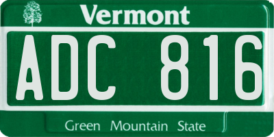 VT license plate ADC816