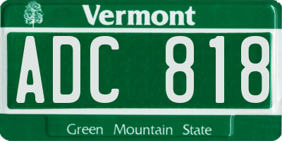 VT license plate ADC818
