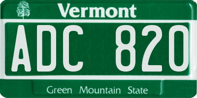 VT license plate ADC820