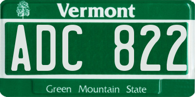 VT license plate ADC822