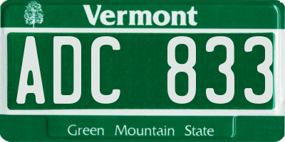 VT license plate ADC833