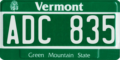 VT license plate ADC835