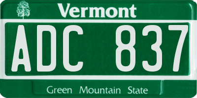 VT license plate ADC837