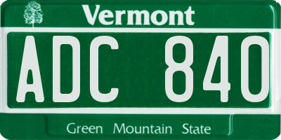 VT license plate ADC840