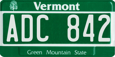 VT license plate ADC842