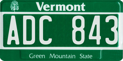 VT license plate ADC843