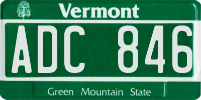 VT license plate ADC846