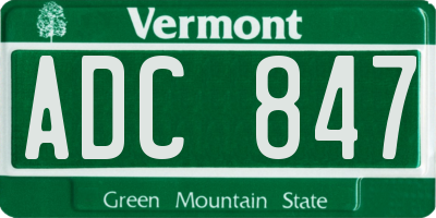 VT license plate ADC847